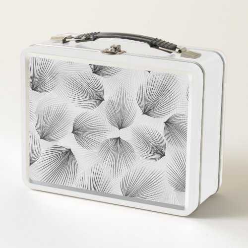 Abstract Black Flowers Grey Elegance Metal Lunch Box