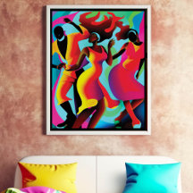 Abstract Black Folks Dancing Wall Art