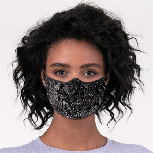 Abstract Black Glitter Effect Glam Modern Premium Face Mask
