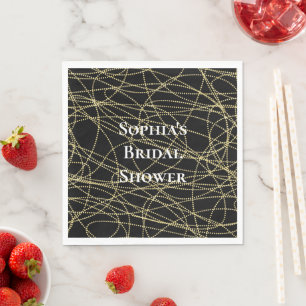 Abstract Black Gold Bridal Shower Napkins