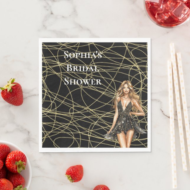 Abstract Black Gold Bridal Shower Napkins (Insitu)