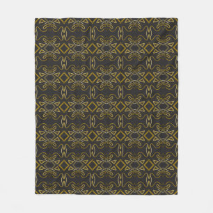 Abstract Black Gold Brown Unique Pattern Fleece Blanket