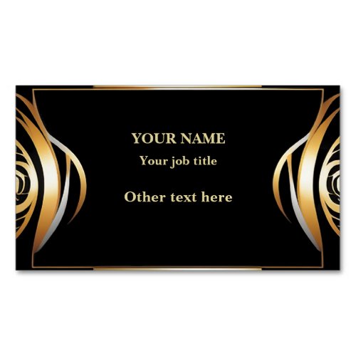 Abstract Black  Gold Business Card Magnet