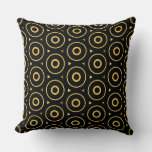 Abstract Black Gold Circles Accent Pillow