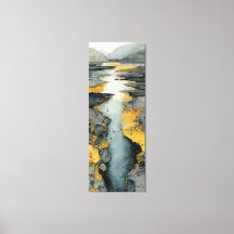 Abstract Black & Gold | Fluid Coastal Landscape