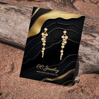 Abstract Black Gold Jewelry Earring Display Business Card