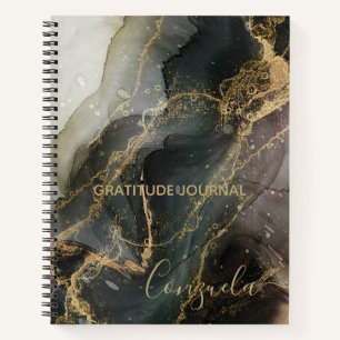 Abstract Black Gold Marble Gratitude Journal