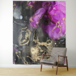 Abstract Black Gold Purple Unique Art Tapestry at Zazzle