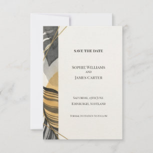 Abstract Black Gold Save The Date Card