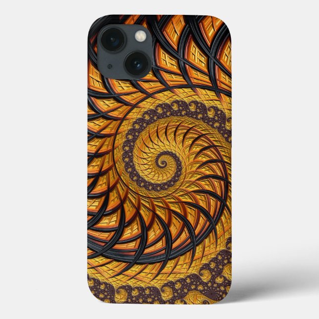 Abstract Black Gold Spiral Fractal Case-Mate iPhone Case (Back)