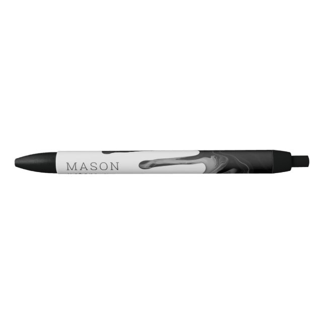 Abstract Black Gray Dripping Marble Seamless Cute Pen (Front)