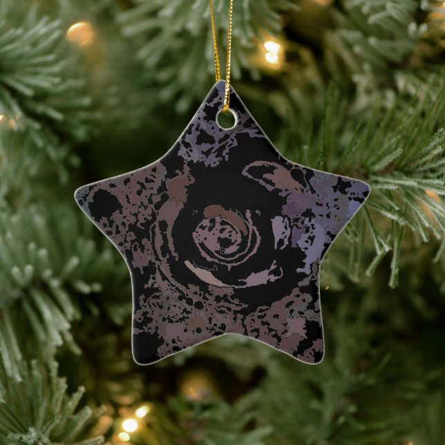 Abstract Black Gray Happy New year Ceramic Ornament (Tree)