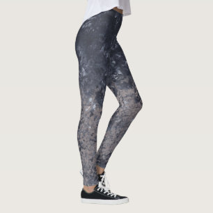 Abstract Black Gray Tan Painting Leggings