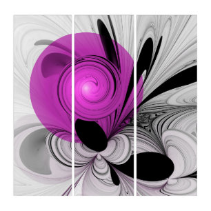 Abstract Black Gray With Magenta Fractal Art