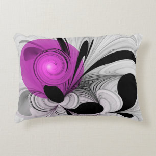 Abstract Black Gray With Magenta Fractal Art Accent Pillow