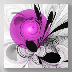 Abstract Black Gray With Magenta Fractal Art Acrylic Photo Tile