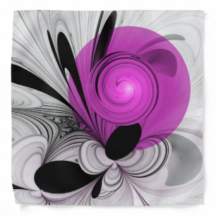 Abstract Black Gray With Magenta Fractal Art Bandana
