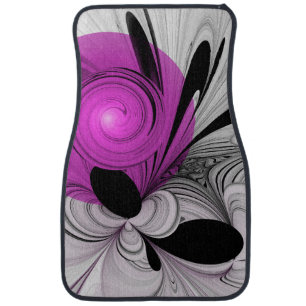 Abstract Black Gray With Magenta Fractal Art Car Floor Mat