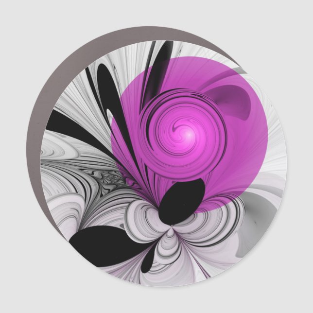 Abstract Black Gray With Magenta Fractal Art Car Magnet (Front)