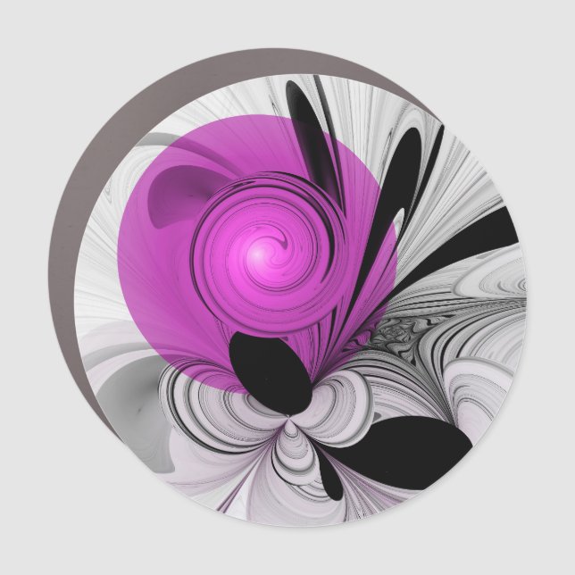 Abstract Black Gray With Magenta Fractal Art Car Magnet (Front)