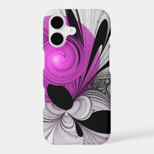 Abstract Black Gray With Magenta Fractal Art iPhone 17 Case