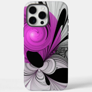 Abstract Black Gray With Magenta Fractal Art iPhone 16 Pro Max Case