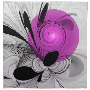 Abstract Black Gray With Magenta Fractal Art Cloth Napkin