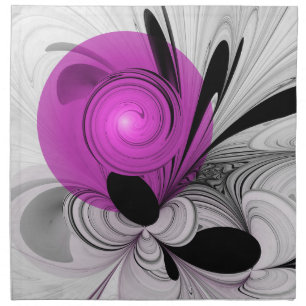 Abstract Black Gray With Magenta Fractal Art Cloth Napkin