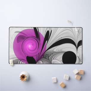 Abstract Black Gray With Magenta Fractal Art Desk Mat