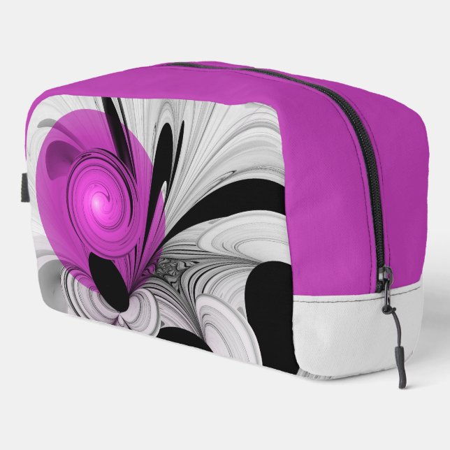 Abstract Black Gray With Magenta Fractal Art Dopp Kit (Right Corner)