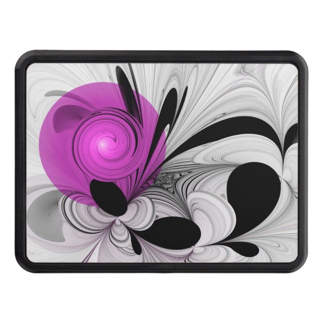 Abstract Black Gray With Magenta Fractal Art Hitch Cover (Front)
