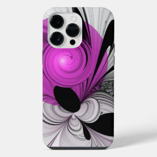 Abstract Black Gray With Magenta Fractal Art iPhone 14 Pro Max Case