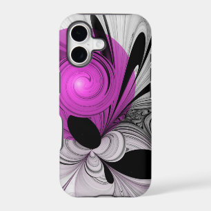 Abstract Black Gray With Magenta Fractal Art iPhone 17 Case