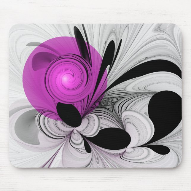 Abstract Black Gray With Magenta Fractal Art Mouse Pad (Front)