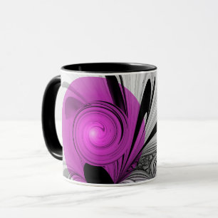 Abstract Black Gray With Magenta Fractal Art Mug