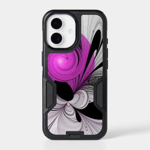 Abstract Black Gray With Magenta Fractal Art iPhone 17 Case