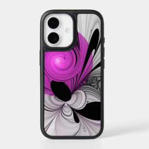Abstract Black Gray With Magenta Fractal Art iPhone 17 Case