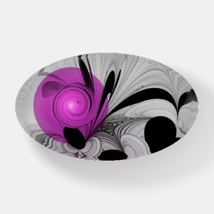 Abstract Black Gray With Magenta Fractal Art Paperweight