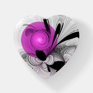 Abstract Black Gray With Magenta Fractal Art Paperweight
