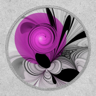 Abstract Black Gray With Magenta Fractal Art Patch