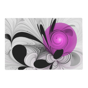 Abstract Black Gray With Magenta Fractal Art Placemat