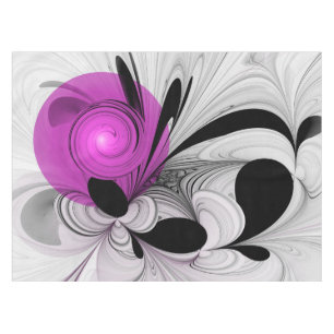 Abstract Black Gray With Magenta Fractal Art Tablecloth