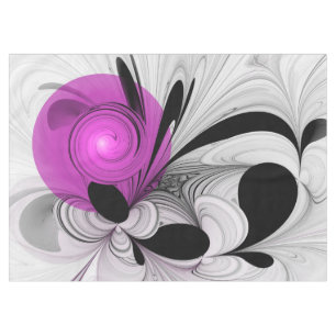 Abstract Black Gray With Magenta Fractal Art Tablecloth