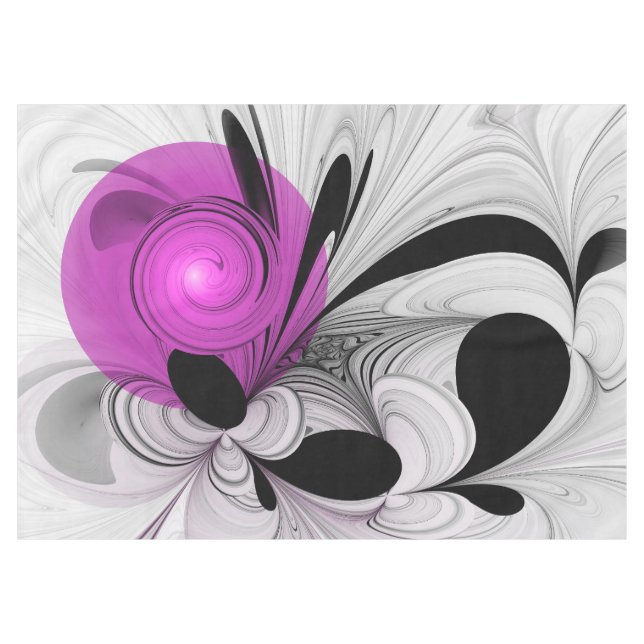 Abstract Black Gray With Magenta Fractal Art Tablecloth (Front (Horizontal))