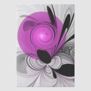 Abstract Black Gray With Magenta Fractal Art Tissue Paper