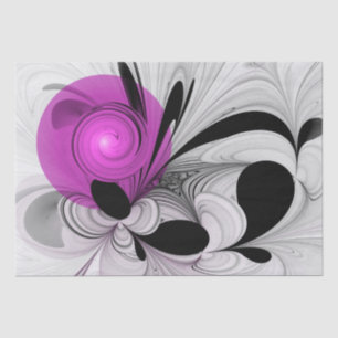 Abstract Black Gray With Magenta Fractal Art Tissue Paper
