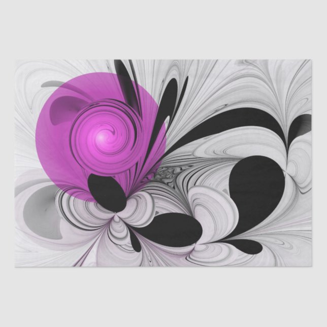 Abstract Black Gray With Magenta Fractal Art Tissue Paper (Front)