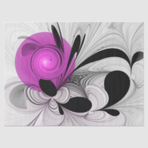 Abstract Black Gray With Magenta Fractal Art Tissue Paper