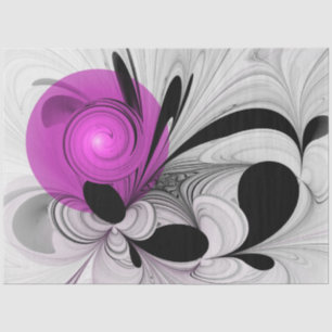 Abstract Black Gray With Magenta Fractal Art Tissue Paper