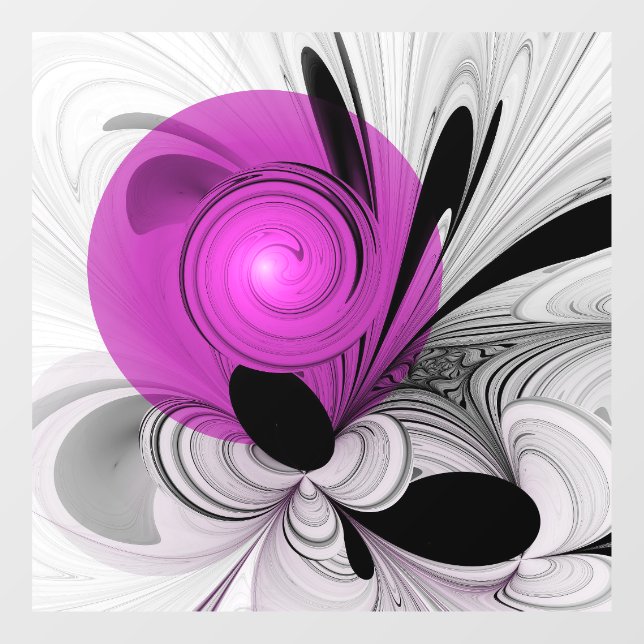 Abstract Black Gray With Magenta Fractal Art Window Cling (Sheet)